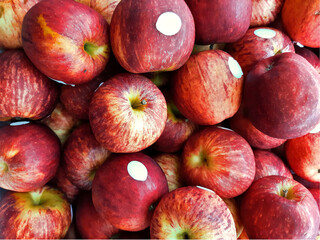 Fresh Many Harvest Apples Background Vibrant Organic Nutrition Market Produce Colorful Natural Fruit Glossy Heap Import Healthy Pattern Wholesale Food Raw Red Diet Stack Agriculture Supermarket Round