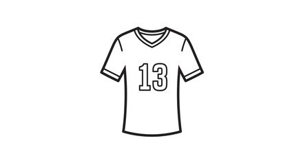 Outline illustration of a t shirt with the number thirteen on it vector