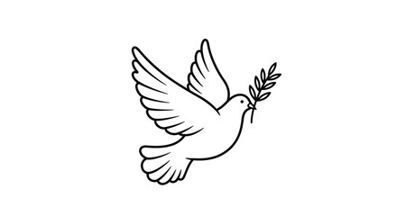 Dove of Peace with Olive Branch Vector Illustration on White Background for Graphic Design