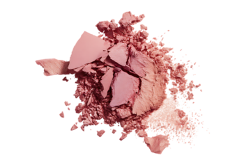 A Close-Up View of Crushed Pink Blush Makeup Powder  isolated on transparent background , cutout	