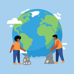 ILLUSTRATION OF CARING FOR THE EARTH AND THE ENVIRONMENT