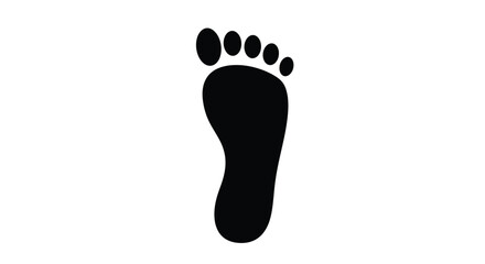Black Footprint Silhouette on White Background for Medical or Design Purposes