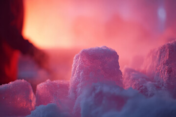 Frozen luminescence blankets frosty cubes, embodied by winter solstice's ethereal embrace, New Year's Eve emerges in twilight whispers