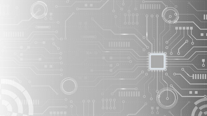 Fototapeta premium Technological circuit digital background with microchip and connection nodes