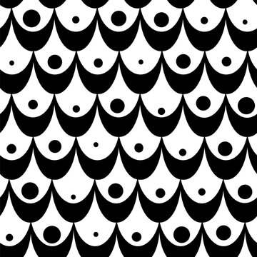 Abstract vector backgound with dots and semicirles. Seamless pattern. Design for fabric, wallpaper.