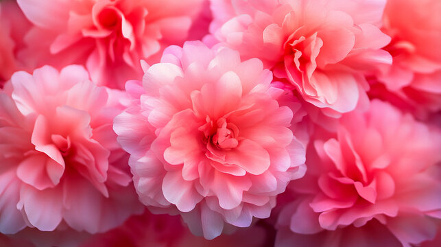 Pink begonias bloom vividly, echoing Hanami's floral celebration and May Day's blossoming joy, embracing nature's vibrant tapestry