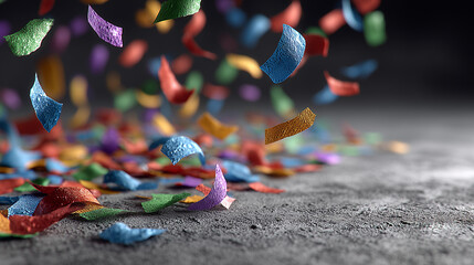 Colorful confetti in joyful motion, a vibrant celebration of life and energy