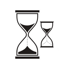 Minimalist Hourglass Icon Black and White Clipart

