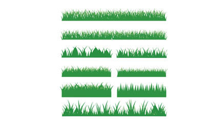 Obraz premium green grass background set, long grass border