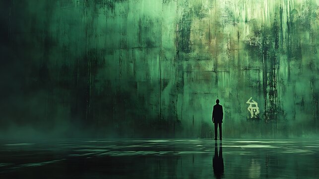 Solitary contemplation amidst an enigmatic and immersive urban canvas setting