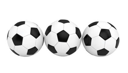 Obraz premium three soccer balls isolated on transparent background
