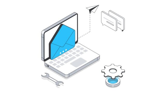 Mail Setting Isometric Animation. 