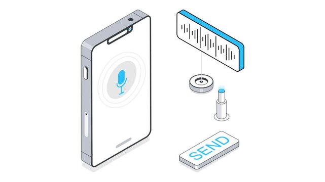 Mobile Voice Message Isometric Animation. 