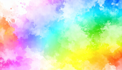 Colorful rainbow watercolor wet splash background for vibrant artistic designs, creative paint textures, and bright abstract watercolor visuals