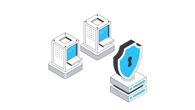 Network security Isometric Animation. 