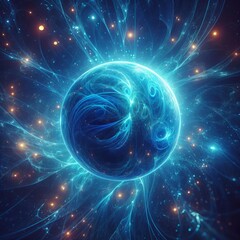 A vibrant blue sphere with subtle