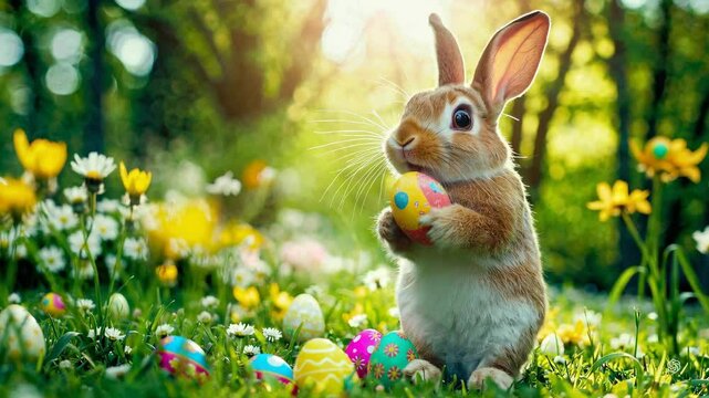 Osterhase mit Eiern