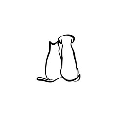 Cat and Dog Friendship Silhouette