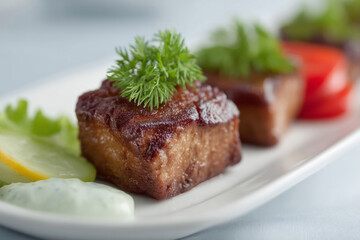 Juicy seared beef cubes, garnished with fresh dill, evoke savory delights of Meatfest and Churrasco tradition, culinary celebration