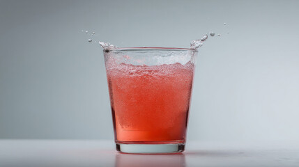 Effervescent red elixir erupts jubilantly, capturing midsummer solstice festivities, blending cranberry dreams with mystical hydration rituals