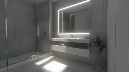 Fototapeta premium Modern Minimalist Bathroom Design: Sleek and Serene