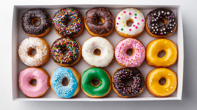 A kaleidoscope of colorful donuts, perfect for quirky celebrations like National Donut Day and International Happiness Happens Month - Powered by Adobe