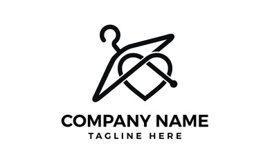 Flat design clothing store logo design. Heart shape deisgn.