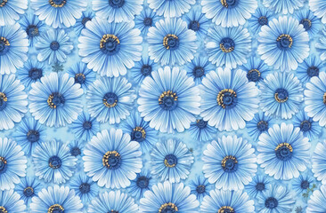 seamless pattern of blue flowers