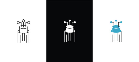 Fiber optic cable icon Flat fill set collection, optical fiber. Vector illustration