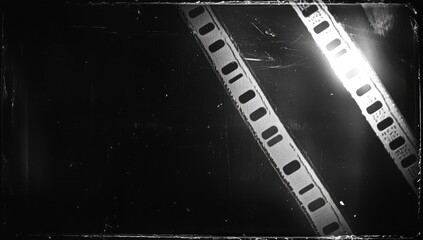 Fototapeta premium A blank film negative with stripes of light and dark, and some scribbles on it. Black and white.