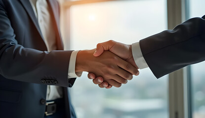 Close-up of Business Handshake – Agreement and Trust Concept in Modern Office