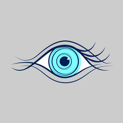 Stylized blue eye. Logo for ophthalmologist. Vector image.