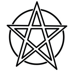 Pentagram encircled in a circle wiccan symbol