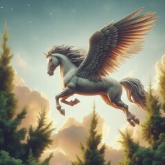 Cedarpegasus A above cedar treetops