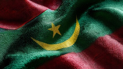 Celebrating independence day with the flag of Mauritania elegantly displayed in silk fabric