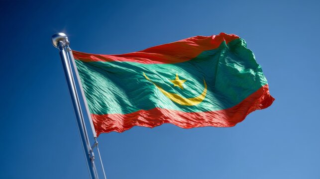 Celebration of mauritania's independence day with the national flag flying high