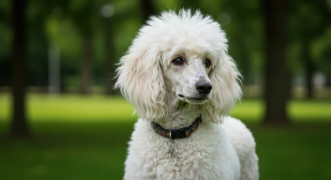 White Poodle in Park