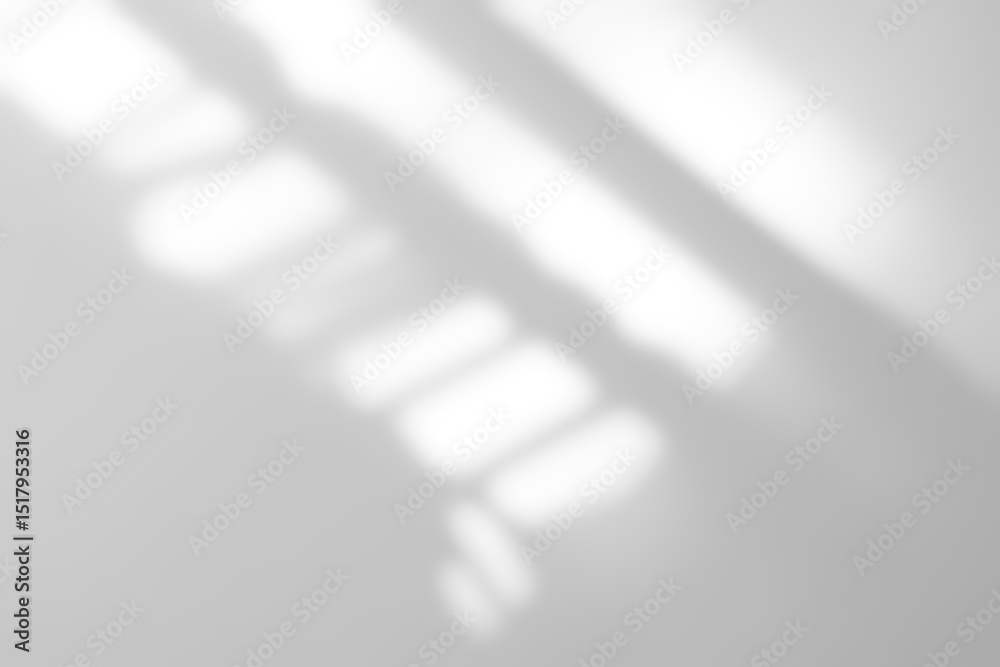Aufkleber Background Shadow, White light overlay on white wall, Blurred window light with shadow diagonal effect,Abstract background element design for multiply on studio wall room