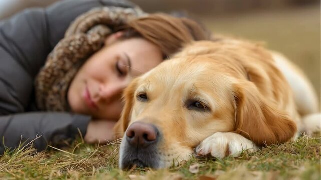 Frau und Hund am Strand