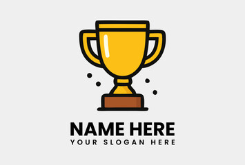 Aesthetic illustration of a golden trophy cup with small sparkling elements, symbolizing victory or achievement. Success concept