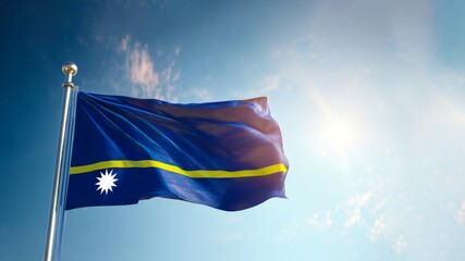 Nauru flag proudly displayed during Independence Day celebration under a clear sky