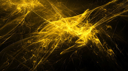 Abstract Golden Particle Design On Black Background