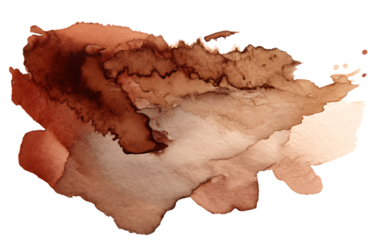 Abstract Brown Watercolor Paint Blob, Artistic Expression  isolated on transparent background , cutout	