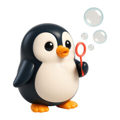 Fototapeta premium PNG Cute penguin blowing bubbles