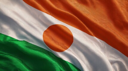 Silk flag of Niger celebrating independence Day with vibrant colors