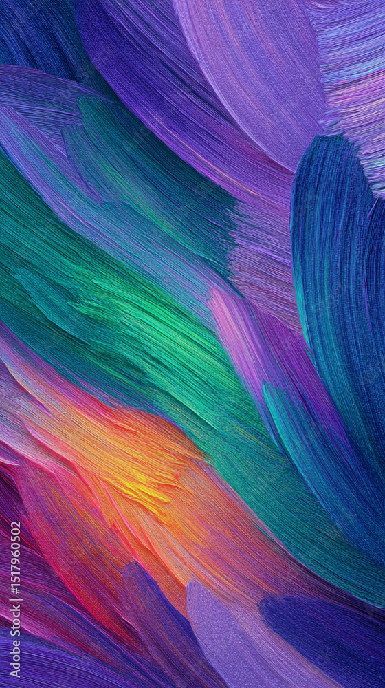 Aufkleber Abstract image of vibrant, multicolored paint strokes, creating a dynamic and textured visual effect, showcasing artistic expression and design potential