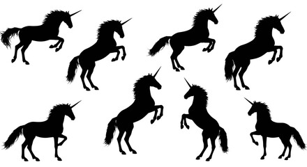 Collection of Eight Unicorn Silhouettes in Various Poses