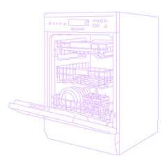 dishwasher isolated lineart illustration
