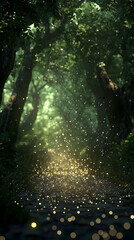 Obraz premium Glowing Path Through Lush Green Forest