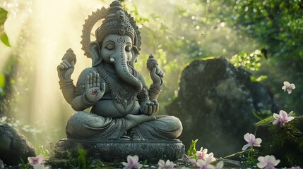 Fototapeta premium lord sculpture on nature background. celebrate lord 
